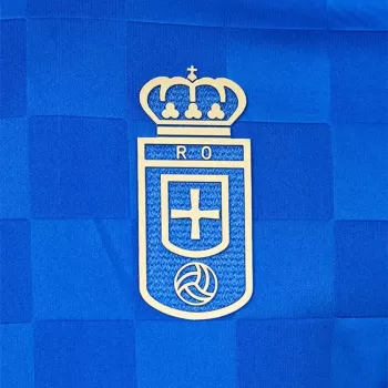 2025 2026 Real Oviedo Mens Centenary Home Soccer Jersey Blue Gold