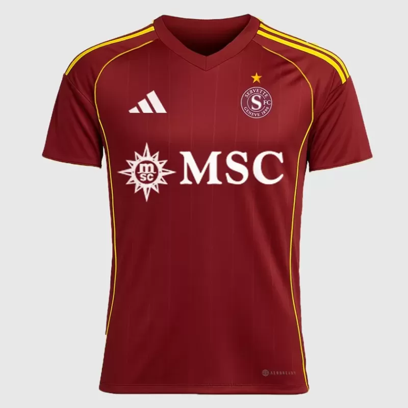 2025 2026 Servette FC Mens Home Soccer Jersey Garnet Yellow 2025 2026 Servette FC Mens Home Soccer Jersey Garnet Yellow
