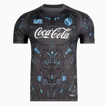 2025 2026 SSC Napoli Mens Ebony Training Soccer Jersey Cyborg Texture
