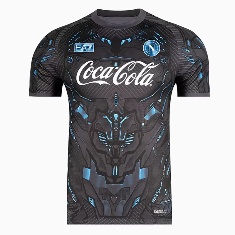 2025 2026 SSC Napoli Mens Ebony Training Soccer Jersey Cyborg Texture
