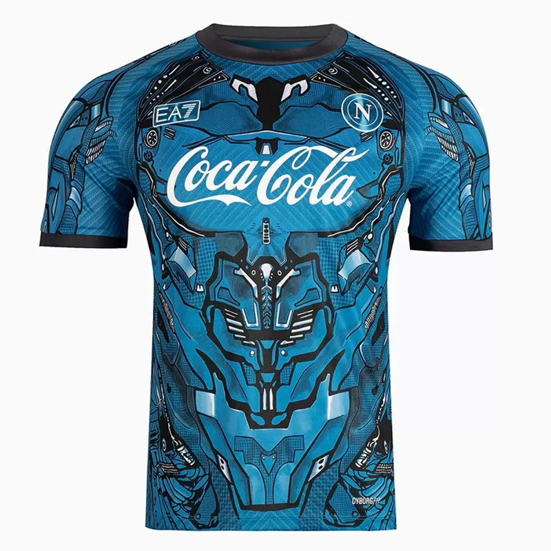 2025 2026 SSC Napoli Mens Sky Blue Training Soccer Jersey Cyborg Style