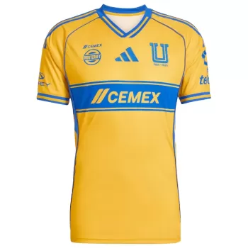 2025 2026 Tigres Mens Home Soccer Jersey Yellow Blue Stripes