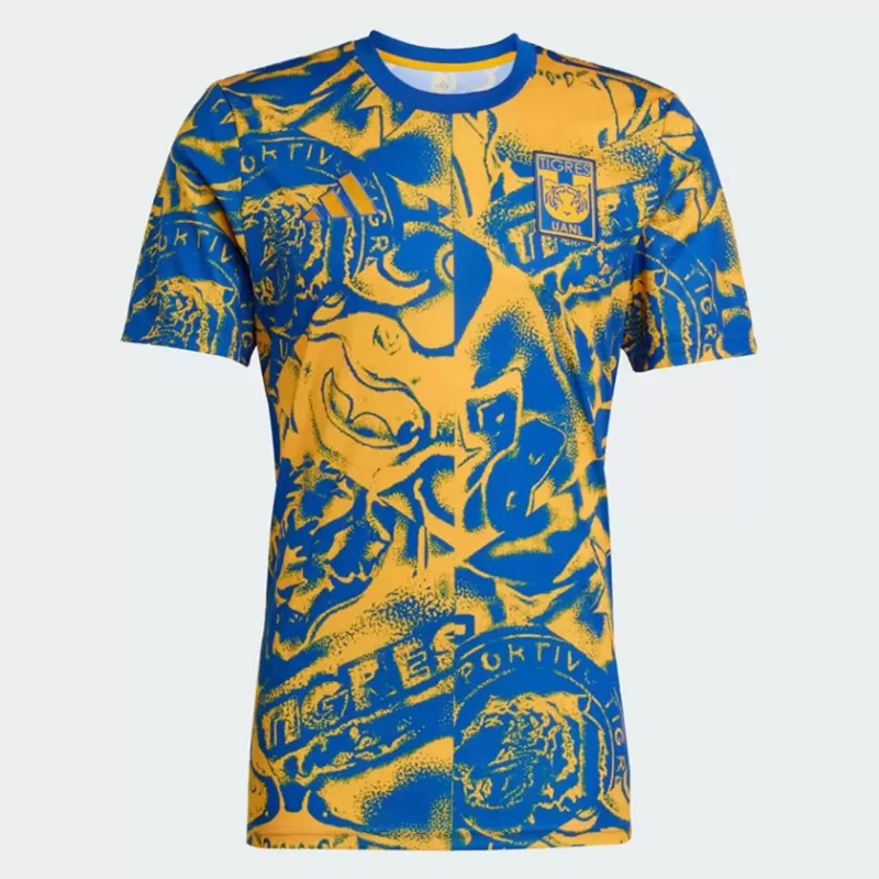 2025 2026 Tigres UANL Mens Pre Match Soccer Jersey Blue Gold
