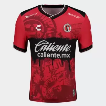 2025 2026 Xolos Mens Home Soccer Jersey Red Black Graffiti