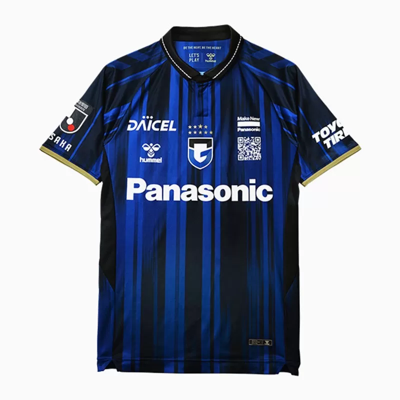 2025 Gamba Osaka Mens Home Soccer Jersey Black Blue Stripes