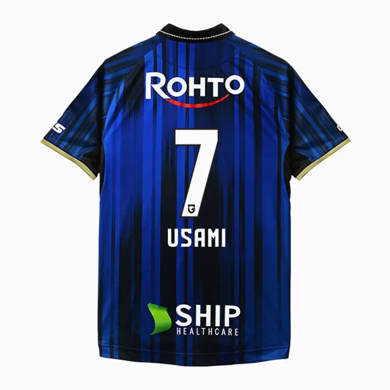 2025 Gamba Osaka Mens Home Soccer Jersey Black Blue Stripes