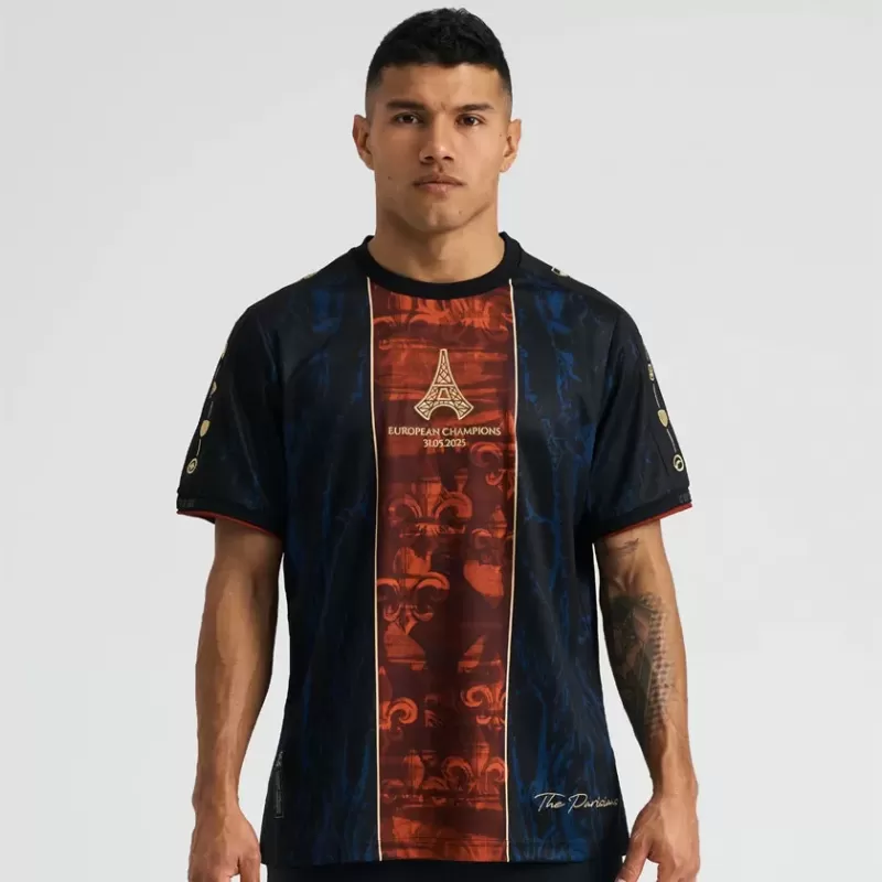 2025 The Parisians Mens European Champions Away Soccer Jersey Marble Blue