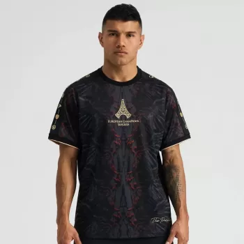 2025 The Parisians Mens European Champions Soccer Jersey Wing Design Black Red
