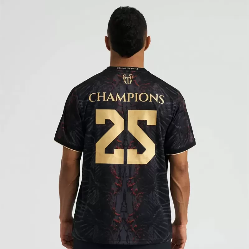 2025 The Parisians Mens European Champions Soccer Jersey Wing Design Black Red 2025 The Parisians Mens European Champions Soccer Jersey Wing Design Black Red
