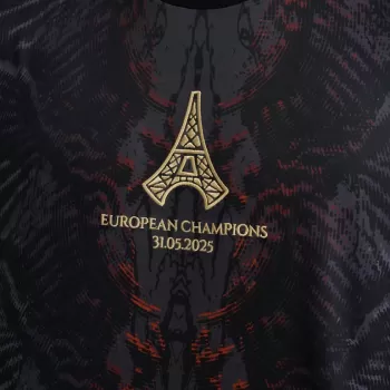 2025 The Parisians Mens European Champions Soccer Jersey Wing Design Black Red