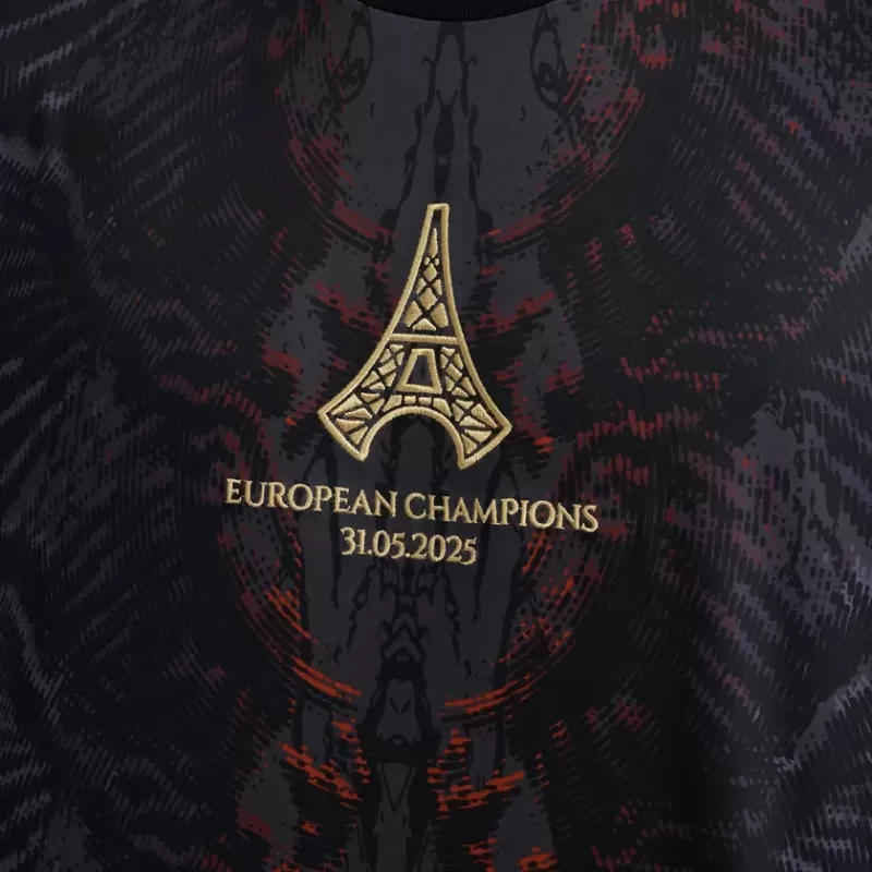 2025 The Parisians Mens European Champions Soccer Jersey Wing Design Black Red 2025 The Parisians Mens European Champions Soccer Jersey Wing Design Black Red