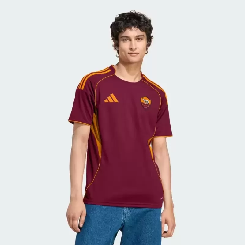 25-26 AS Roma Mens Home Authentic Soccer Jersey Player Version Legacy Burgundy