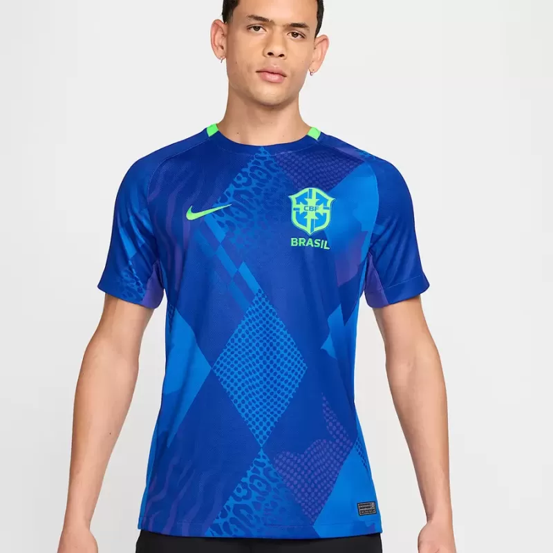 25-26 Brazil Mens Away Soccer Jersey Blue Electric Green
