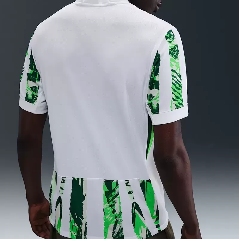 25-26 Nigeria Mens Away Soccer Jersey White Green Collage