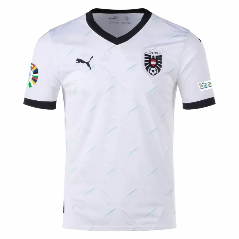 Euro 2024 Austria Mens Away Soccer Jersey White Green Kit Euro 2024 Austria Mens Away Soccer Jersey White Green Kit