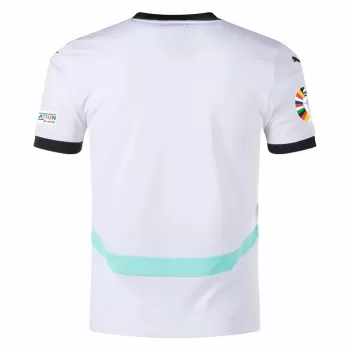 Euro 2024 Austria Mens Away Soccer Jersey White Green Kit