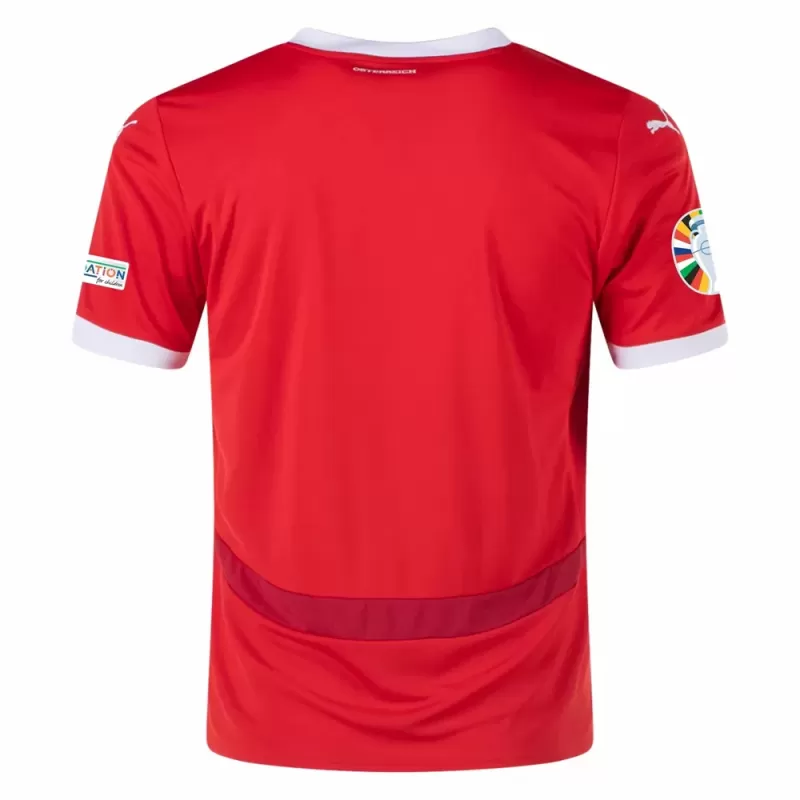 Euro 2024 Austria Mens Home Soccer Jersey Red White Kit