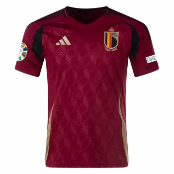 Euro 2024 Belgium Mens Home Soccer Jersey Elegant Burgundy