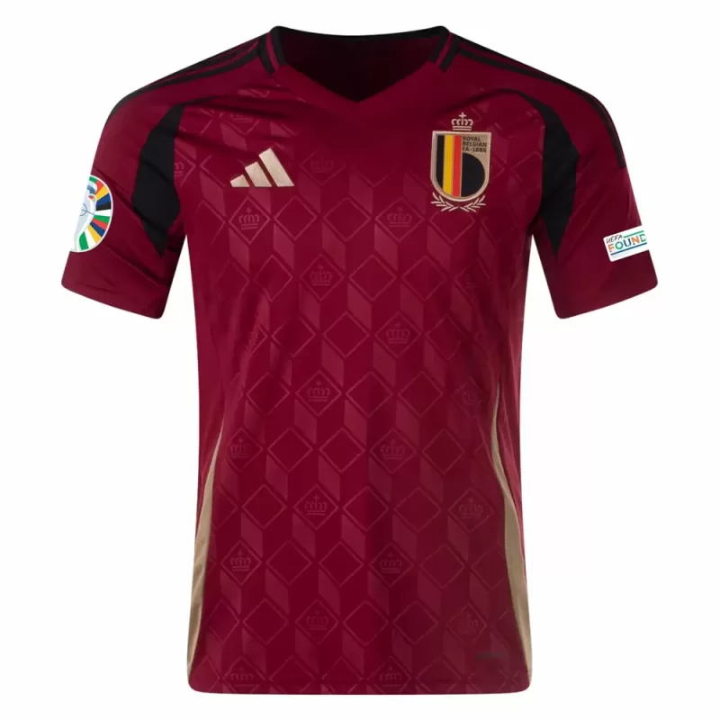 Euro 2024 Belgium Mens Home Soccer Jersey Elegant Burgundy Euro 2024 Belgium Mens Home Soccer Jersey Elegant Burgundy