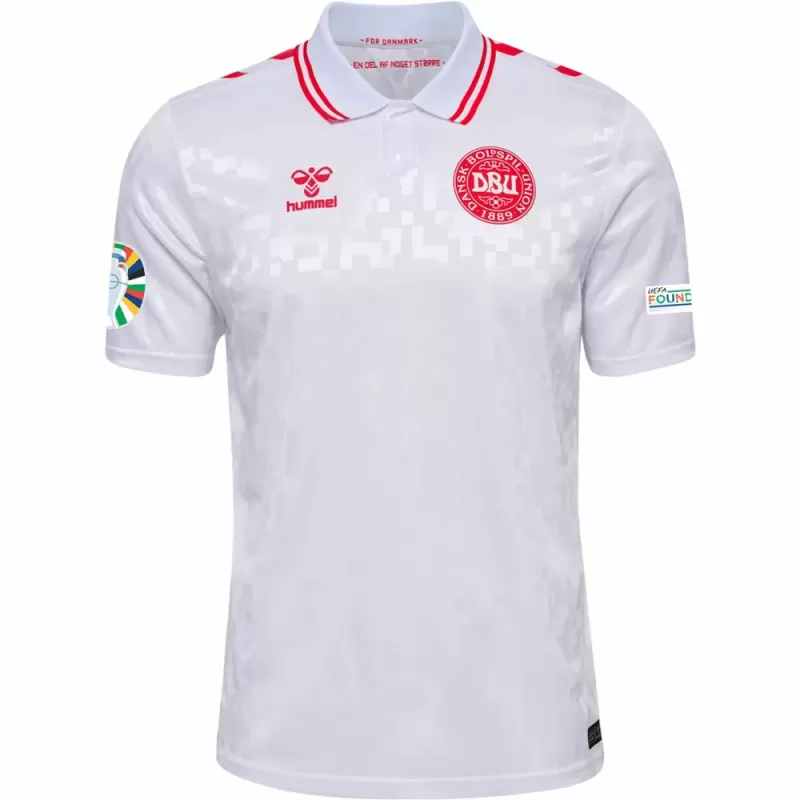 Euro 2024 Denmark Mens Away Soccer Jersey White National Kit Euro 2024 Denmark Mens Away Soccer Jersey White National Kit