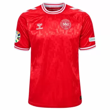 Euro 2024 Denmark Mens Home Soccer Jersey National Kit