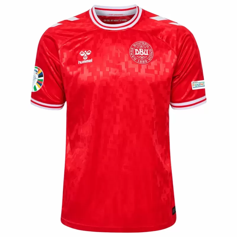 Euro 2024 Denmark Mens Home Soccer Jersey National Kit