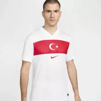 Euro 2024 Turkey Mens Home Soccer Jersey Red Band White